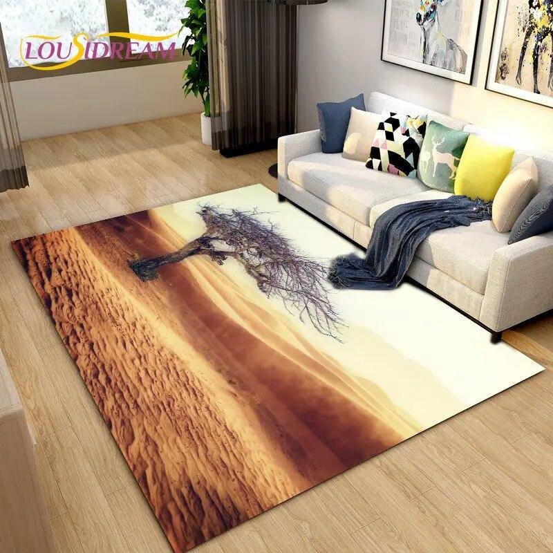 Nature Scenery Desert Sand Area Rug Large,Carpet Rug for Living Bedroom Sofa Doormat Decoration,Children Play Non-slip Floor Mat