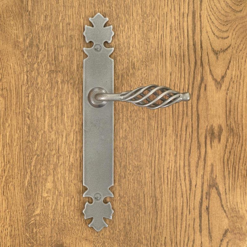 LAGOS door handle with plate without hole, STEEL