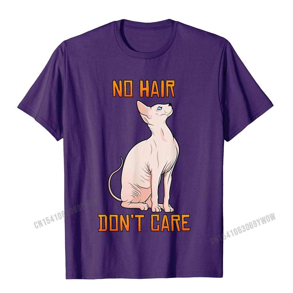 Cute Hairless Sphynx Cat Shirt No Hair Dont Care TShirt Camisas Unisex Casual Tshirts For Unisex Cotton Tops Tees Normal Fitted