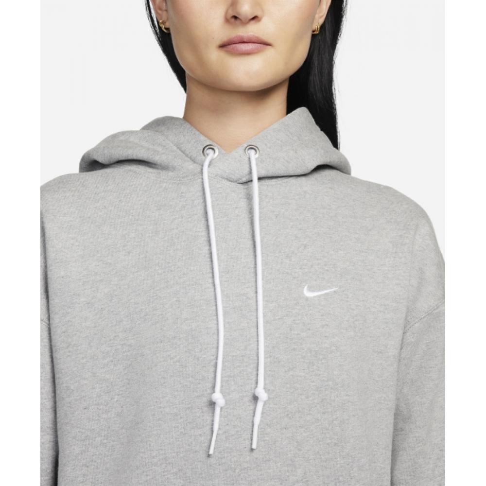 Nike Solo Swoosh Fleece Pullover Hoodie M   Dark Grey Heather White  Dx1356 063