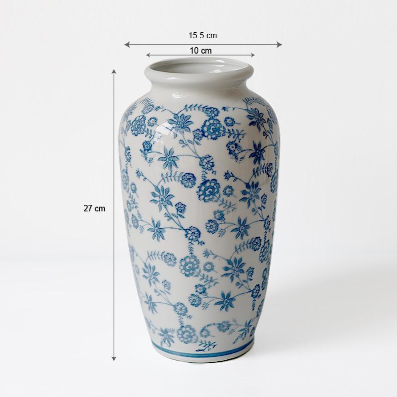 Vaso de Porcelana Azul e Branco Vaso de Cerâmica Garrafa de Porcelana Vintage Vaso de Flores Recipiente de Armazenamento Terrário Decoração de Casa