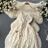 Sling Dress Summer Slimming Vacation Style Lace