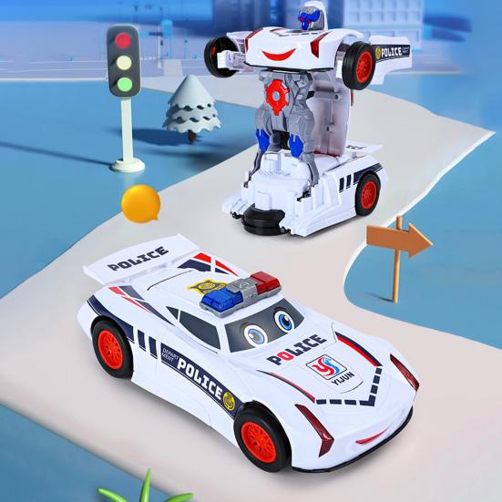 Electric Transforming Robot Car Toy with Music Light Automatic Obstacle Avoidance Deformation Tank