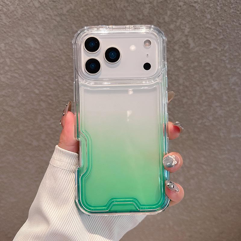 2in1 Gradient Transparent Phone Case For iPhone 17 Air 16 15 14 Plus 13 12 11 Pro Max Shockproof Bumper Hard Back Cover