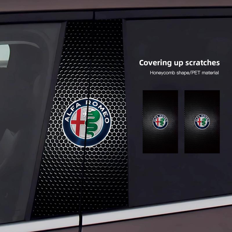 WPKMR1 Car Emblem Center Pillar Sticker Auto Door Decorative Stickers For Alfa Romeo 156 159 147 4C 8C 166 Giulia Giulietta Mito