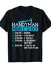 Funny Handyman Hourly Rate T-Shirt, Black with White Humorous Text and Tool Graphics, Men's Casual C