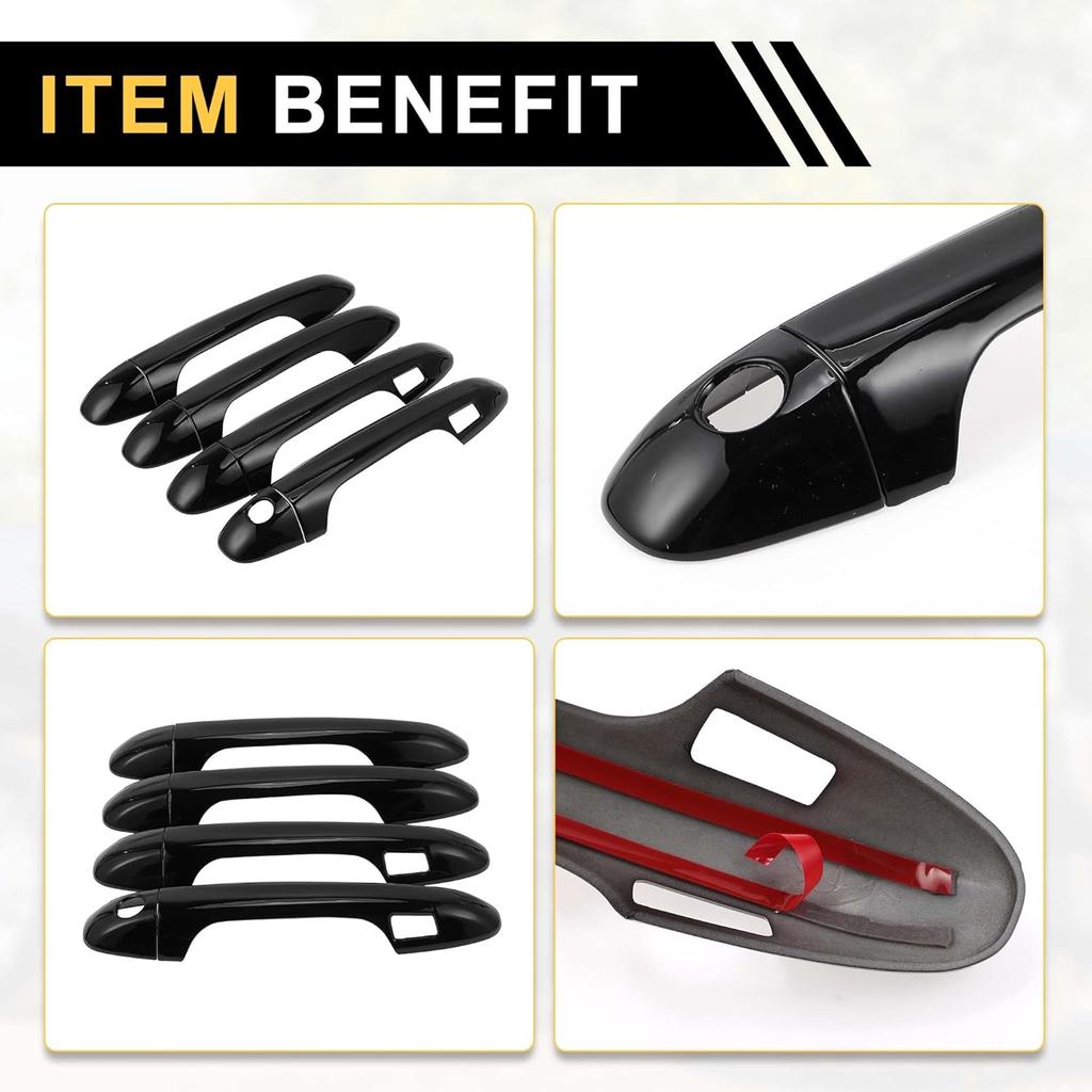 4pcs Exterior Door Handle Cover Car Door Handle Protector for Toyota Tacoma 2016-2023 Car Door Handle Protector with Keypad ABS Black