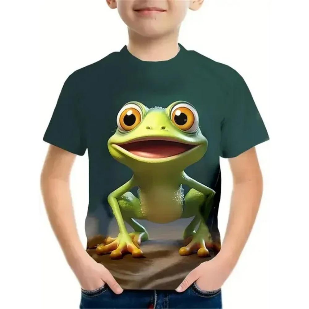 Children's Fun and Bizarre 3D Digital Printed Boys' Personalized Round Neck Short Sleeved T-shirt