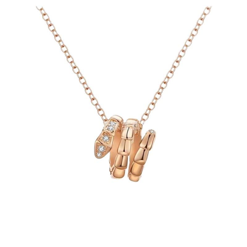 Baojia Inlaid Diamond Snake Necklace: 925 Sterling Silver, 18K Rose Gold Plated, Versatile Snake-shaped Clavicle Chain.
