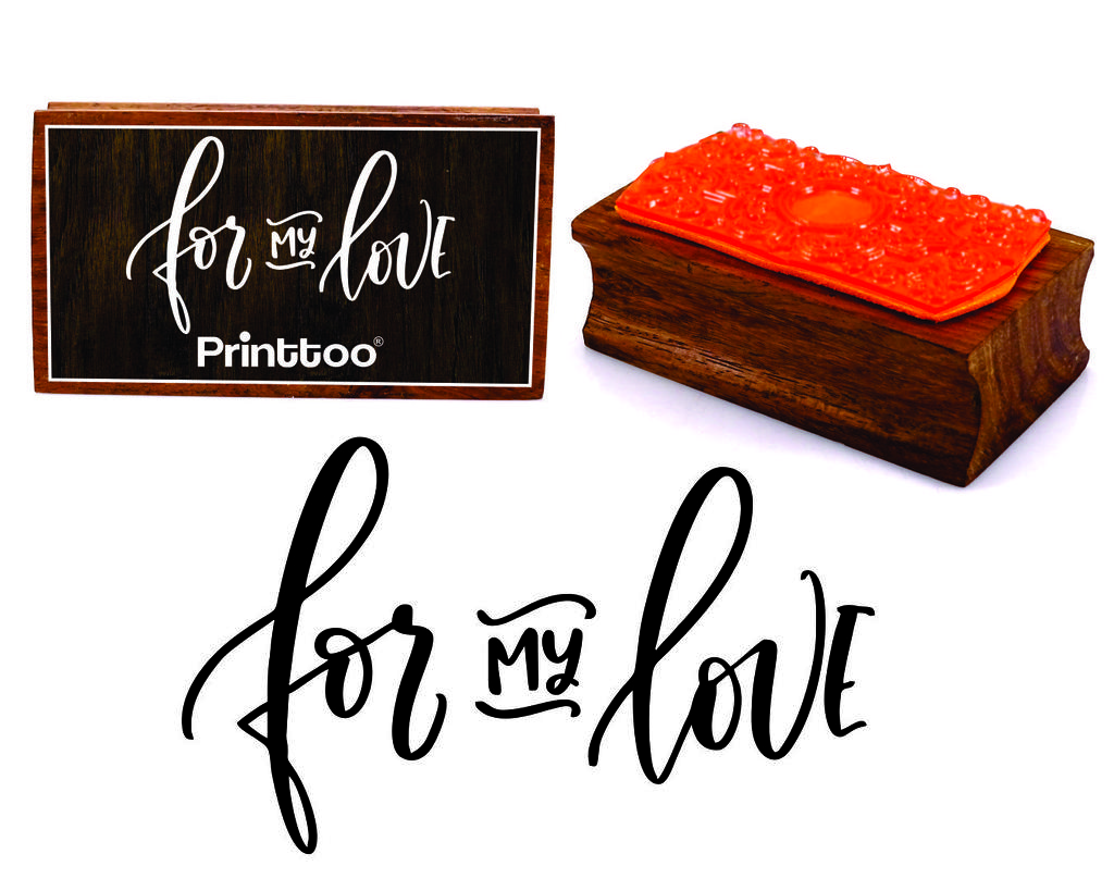 Printtoo For My Love Calligraphy Rectangular Wooden Rubber Stamp Block