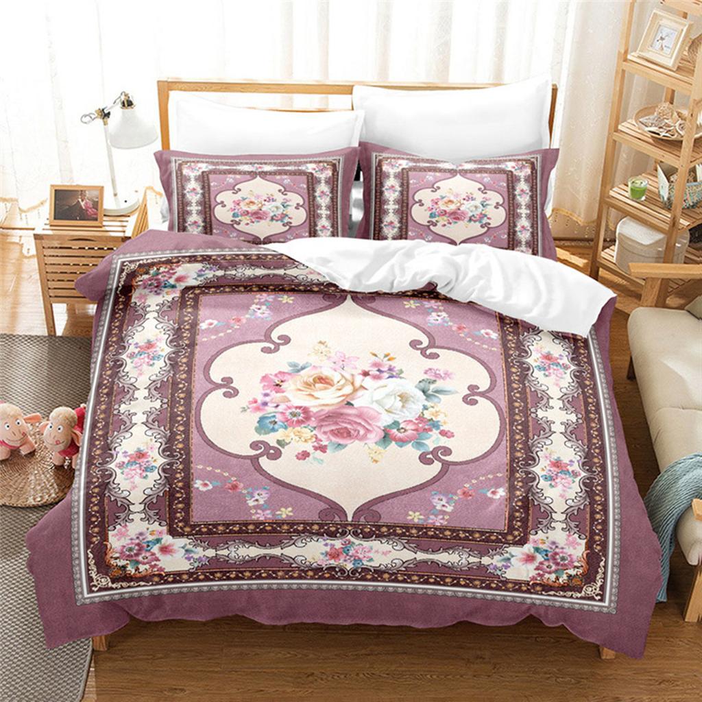 Luxurious Retro Flowers and Plants Duvet Cover Microfiber Exotic European Style Flowers for Women Gifts Bedroom Decoration King