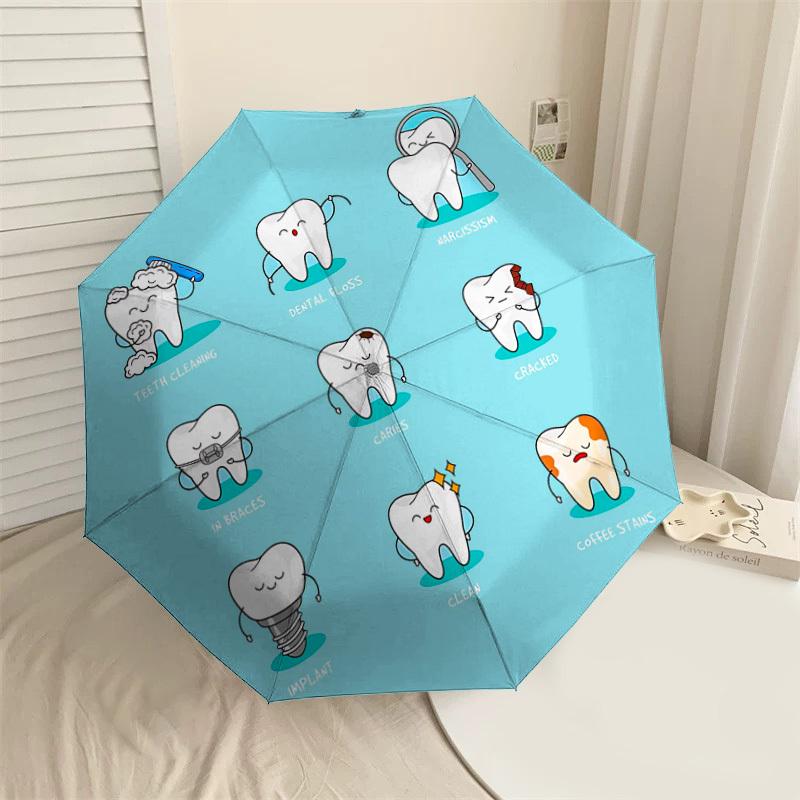 

1PC teeth care dental health Umbrella-8-Rib Reinforced, Automatic Open, Lightweight & Durable, Cute Fashion Accessory for Outdoor, Beach, or Casual Us