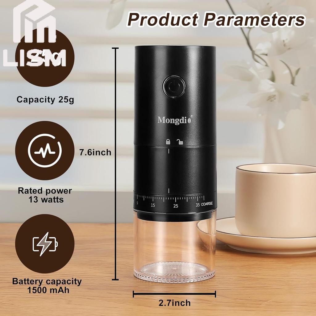 Portable Electric Coffee Bean Grinder with 38 Adjustable Settings Rechargeable Coffee Grinders for Home Use Coffee Grinder