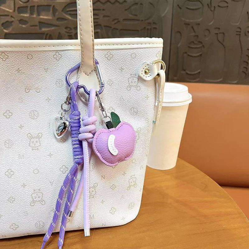 Creative leather apple bag pendant keychain exquisite and cute fruit cotton pendant bag accessories small gifts