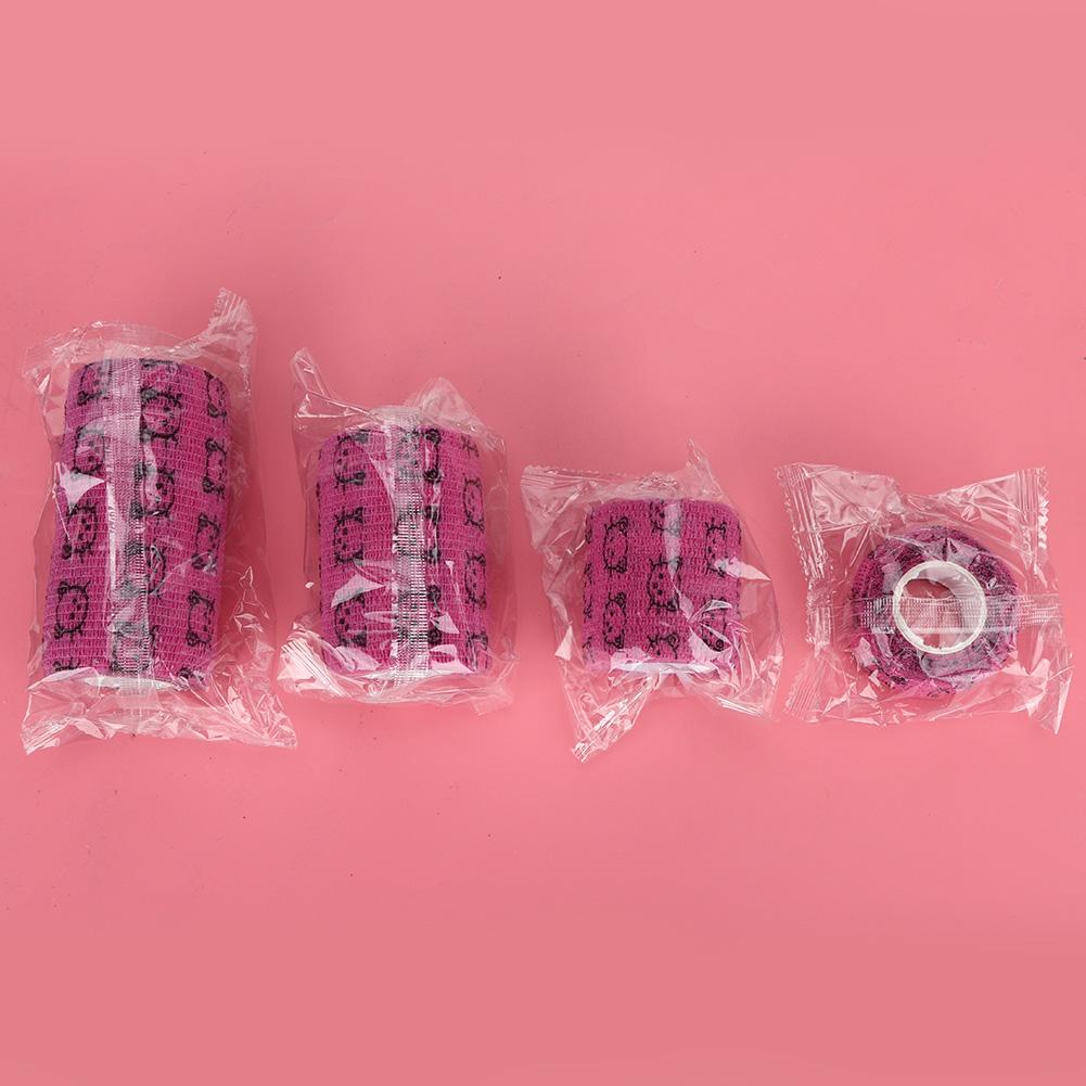 4 Stück Haustier Medizinischer Verband Erste Hilfe Selbstklebend Atmungsaktives Tape Hunde Verletzung Elastische Körperwickel rosarot Katze