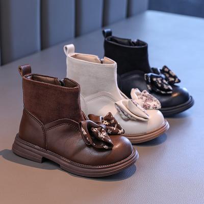 New Girls Princess Boots Sweet Bowknot Children's Ankle Boots Spring Autumn Fashion Chic Kids Short Boots Patchwork Versatile