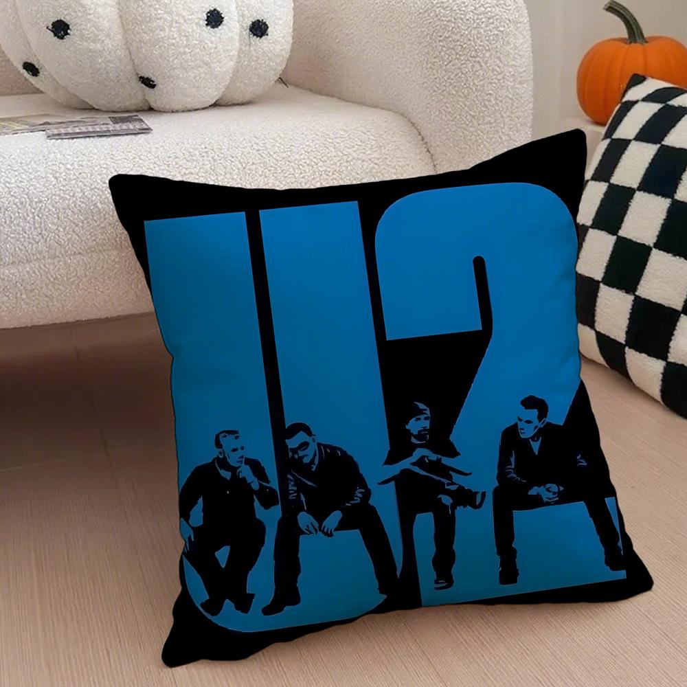 Rock Band UU2 Cushion Cover Throw Pillow Cover Hidden Button Durable Polyester Chair Cushion