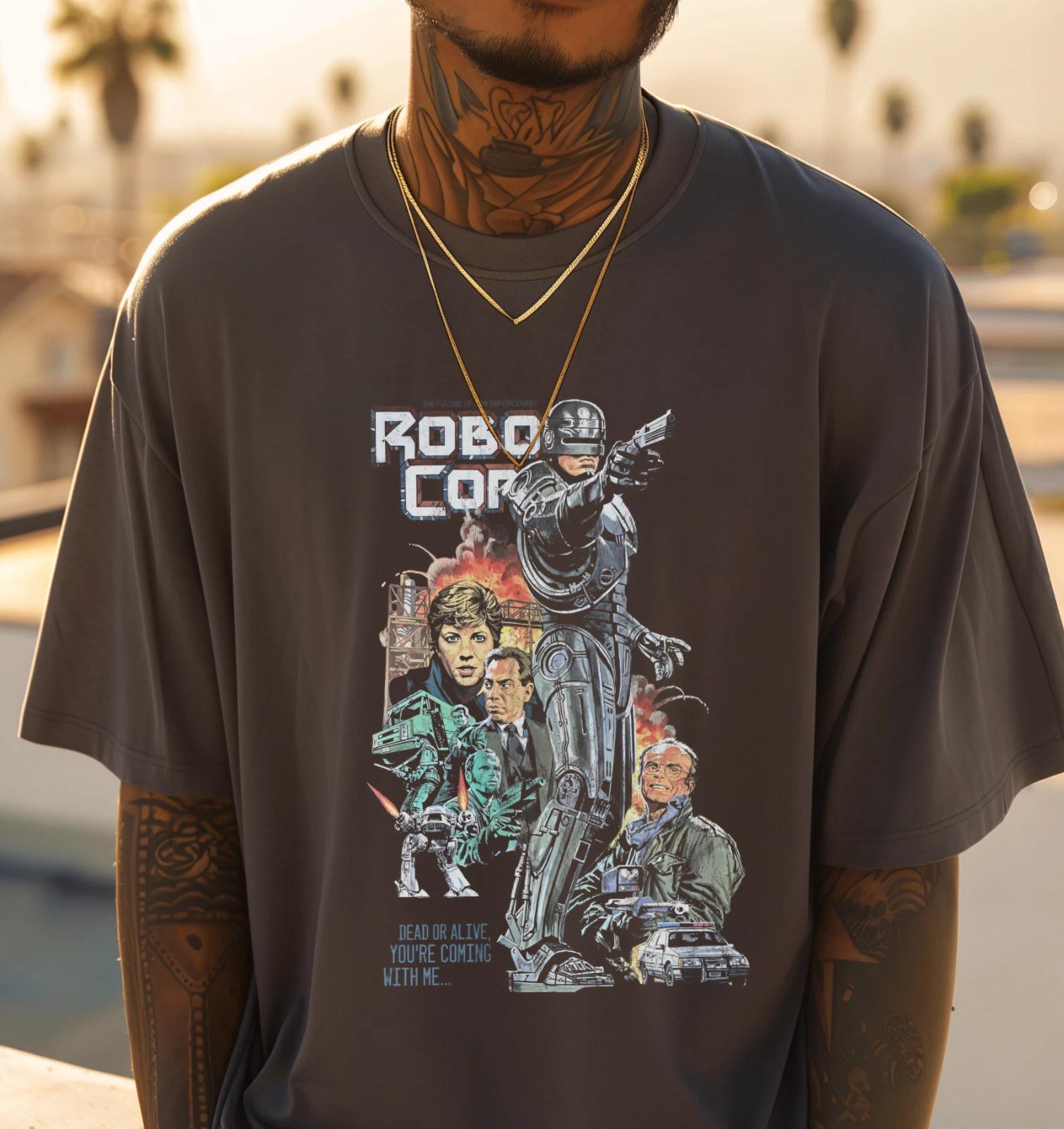 

RoboCop Distressed T shirt, Vintage 80s Sci-Fi Action Tee, Retro Film Graphic XL