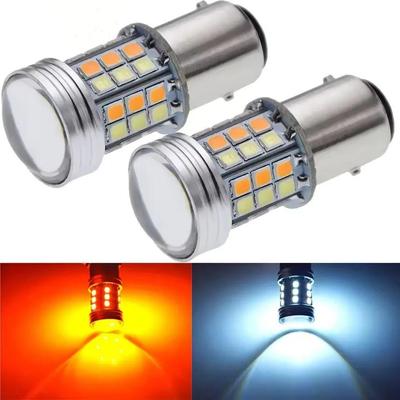 LED lamba P21/5W (1157 - S25 - BAY15D) araba için dho, dönüş lambaları (12V) Beyaz-sarı, 2 adet.