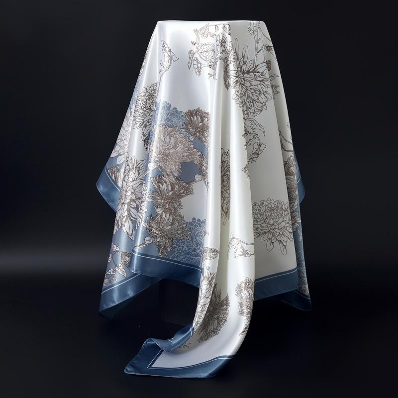 Jedwabna apaszka 90*90cm Kwadratowa apaszka Damska wszechstronna modna apaszka z imitacji jedwabiu Profesjonalna apaszka Chusta na głowę