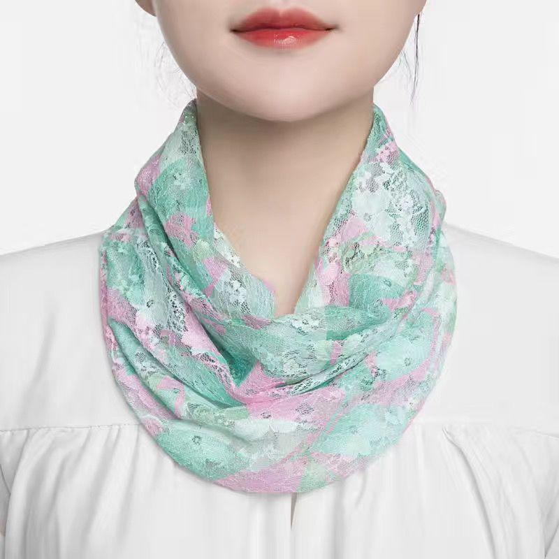 Summer ice silk scarf mask neck protector fake collar printing riding protection anti-ultraviolet breathable sunscreen
