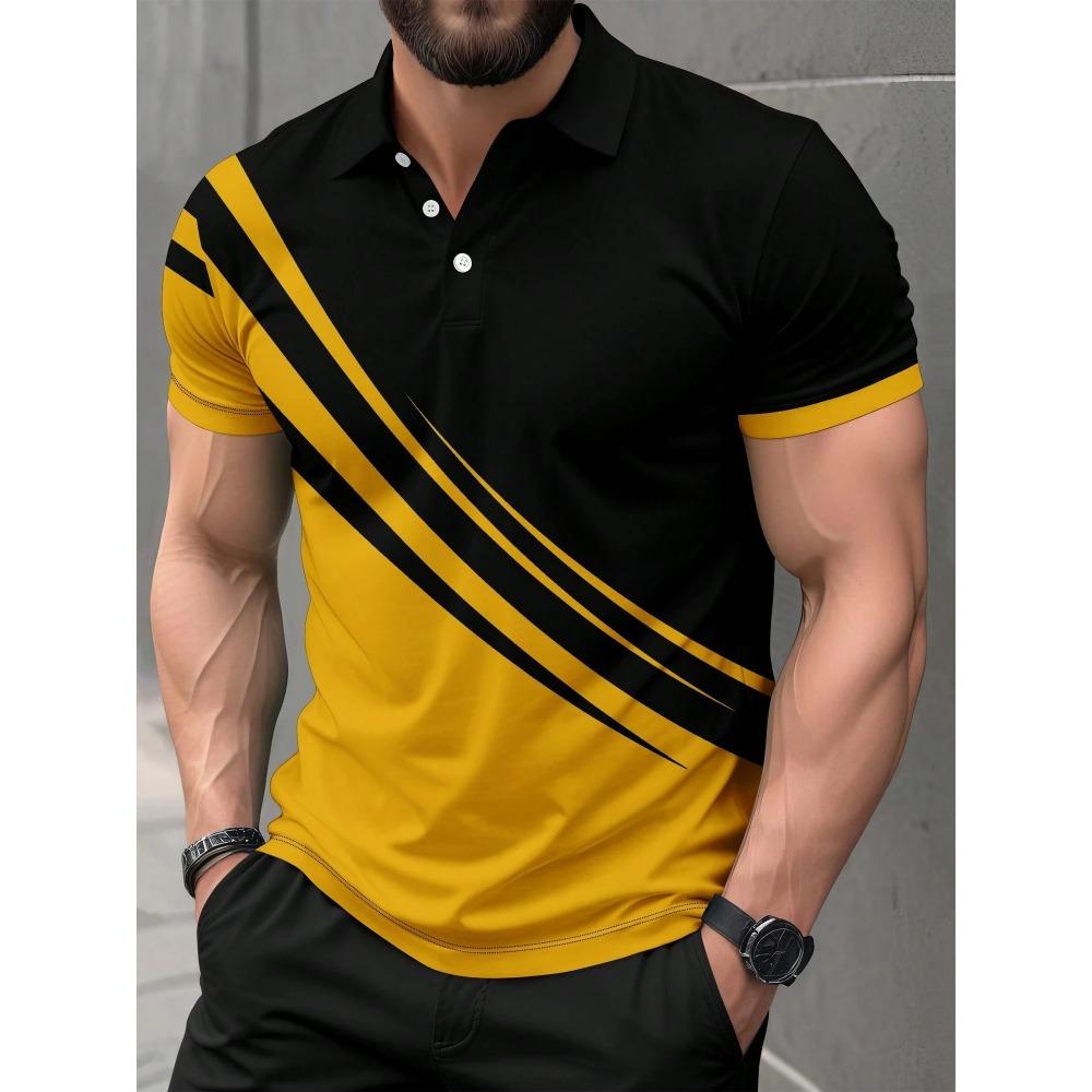 summer new men's POLO shirt features a casual fashionable comfortable soft and breathable 3D letter pattern print