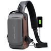 USB Charging Sport Sling Bag Male Anti-theft Chest Bag with Password Lock