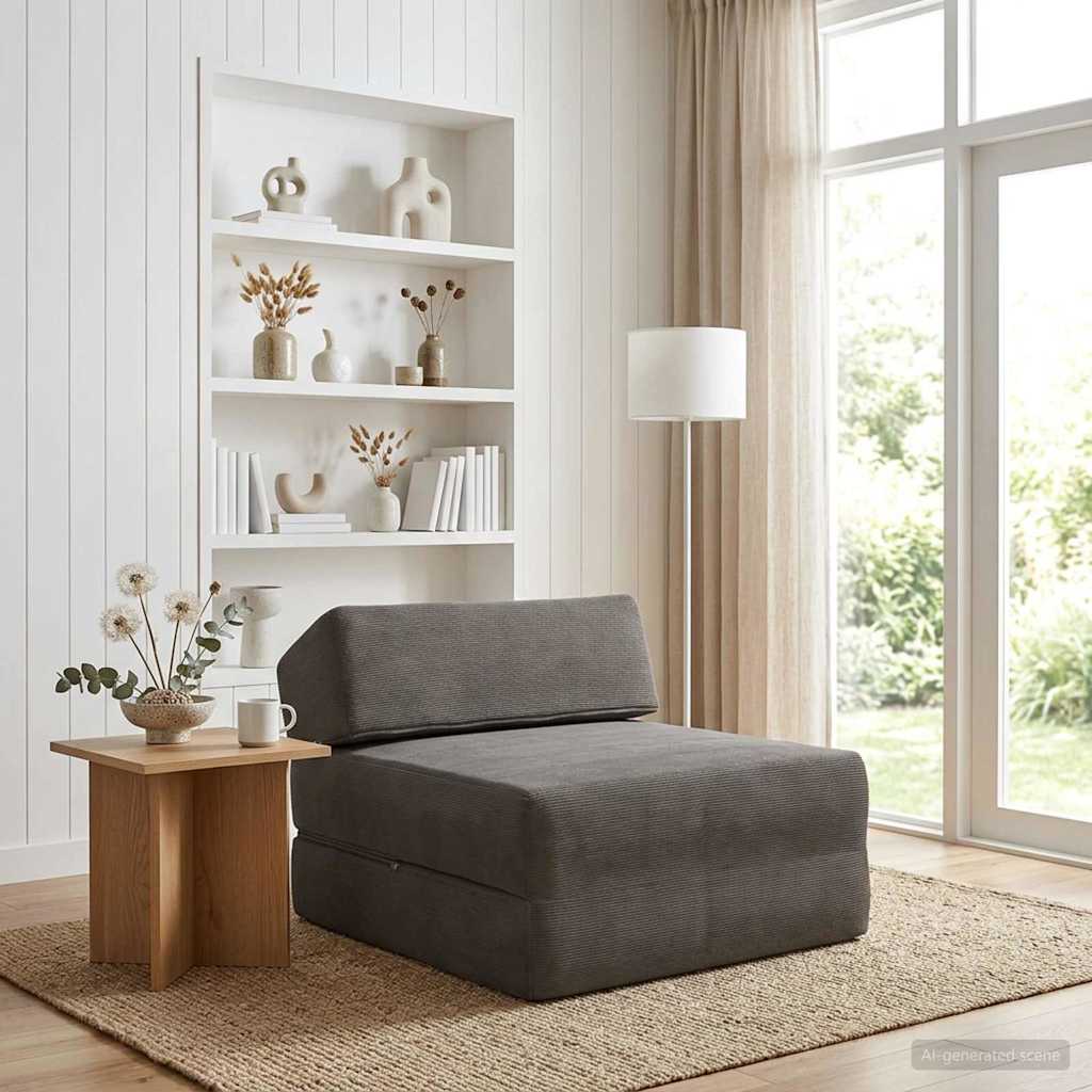Folding Sofa Bed Light Grey 60 x 70 x 41 cm Fabric