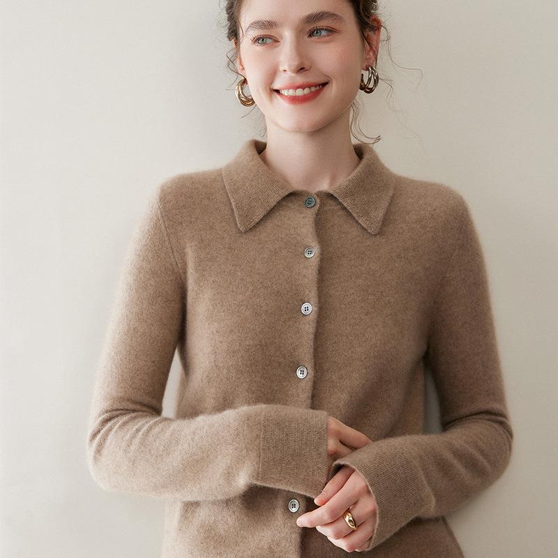 Women's Pure Cashmere Lapel Cardigan - Autumn/Winter Fashion, Comfortable, Elegant Outerwear Sweater.