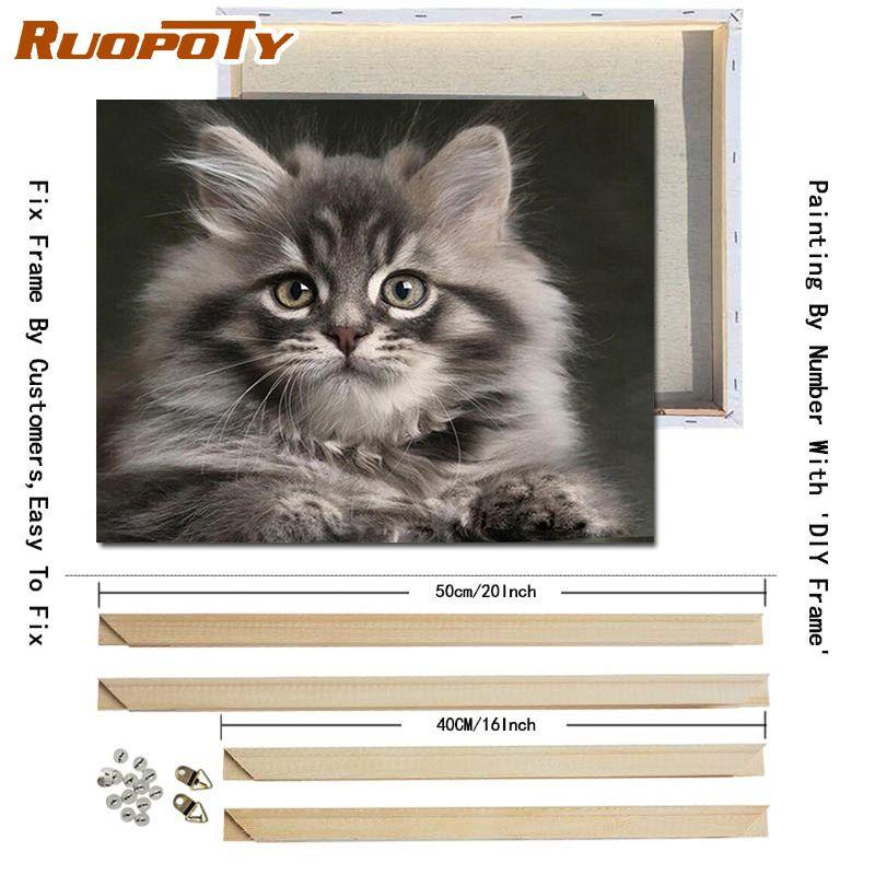 RUOPOTY With DIY Frame Animals Oil Painting DIY Digital Painting By Numbers Modern Wall Art Hand Painted Oil Painting For Home Decor