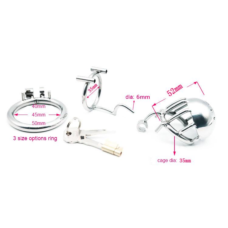 FHTF 316L Stainless Steel Large PA Lock Male Chastity Device Penis Cage Sex Toys for Men Bondage