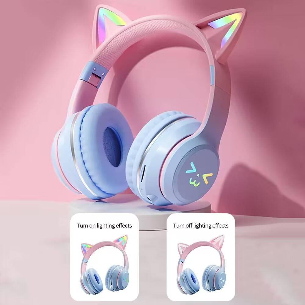 Xiaomi RGB Luminous Cat Ears Wireless Bluetooth Headphones With Microphone Headset Gamer Girl Call Noise Reduction Hifi Sale Handfree