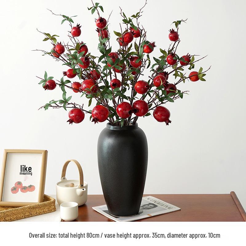 Artificial Flower Arrangement for Home Decor - Persimmon and Pomegranate Branches for Living Room, Dining Table, or Entrance Hall Display