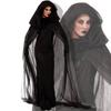 Striking Women's Gothic Vampire Dress With Full Length Hood For Halloween Fun
