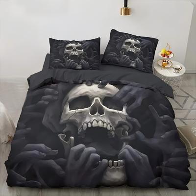 Skelet 3D Print Zwart Dekbedovertrek Set Halloween Stijl Dubbel Voor Volwassenen Queen King Size Zachte Beddengoed Set Met Kussensloop