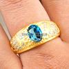 London Blue Topaz Oval With 925 Silver Sterling Gold Plated Ring For Men's #B245 JL375676048112