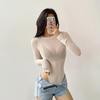 Autumn Women's Slimming Mesh Bodysuit - Sheer Round Neck, Long Sleeve