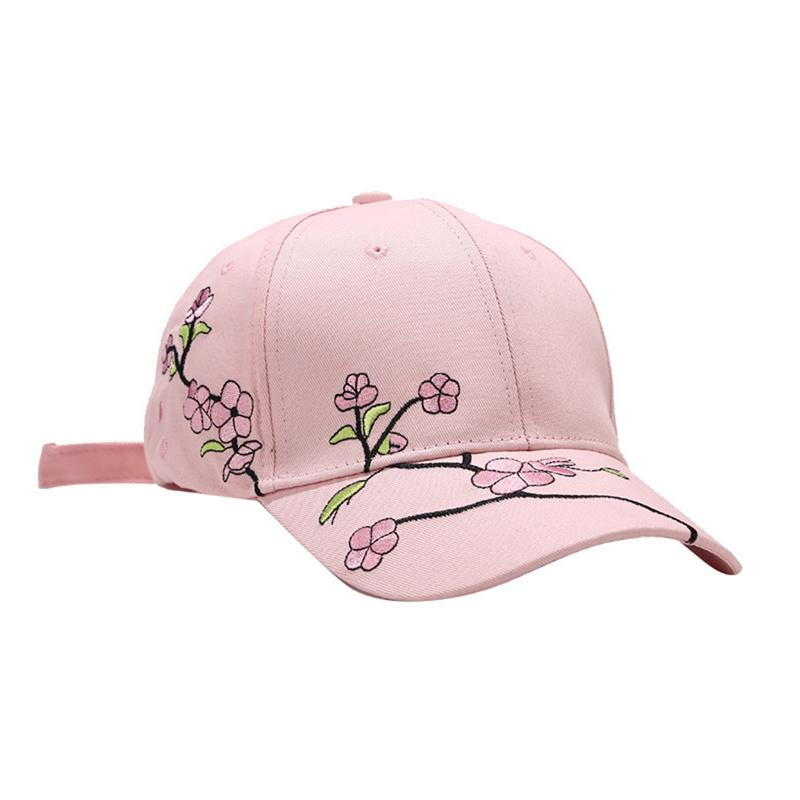 Baseballmütze mit Pfirsichblütenstickerei für den Sommer im koreanischen Stil für Damen, Freizeitmütze mit Entenzunge, Sonnenschutzkappe, Sonnenschirmhut