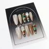 Festive Snowflake Cat Eye Plaid Wearable Nails - Pre-made Nail Tips Set