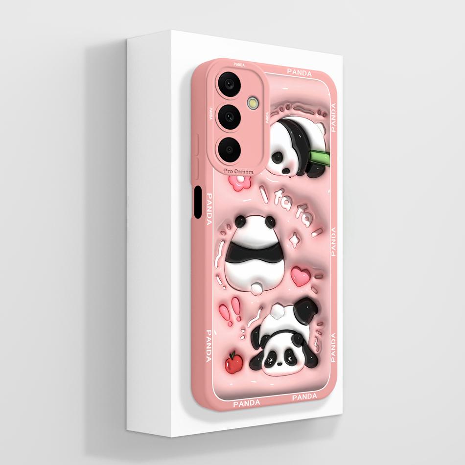 For Samsung Galaxy A25 Case Cute Panda Full Coverage Funda Soft Liquid Silicone Phone Protector For Samsung A 25 5G Back Cover