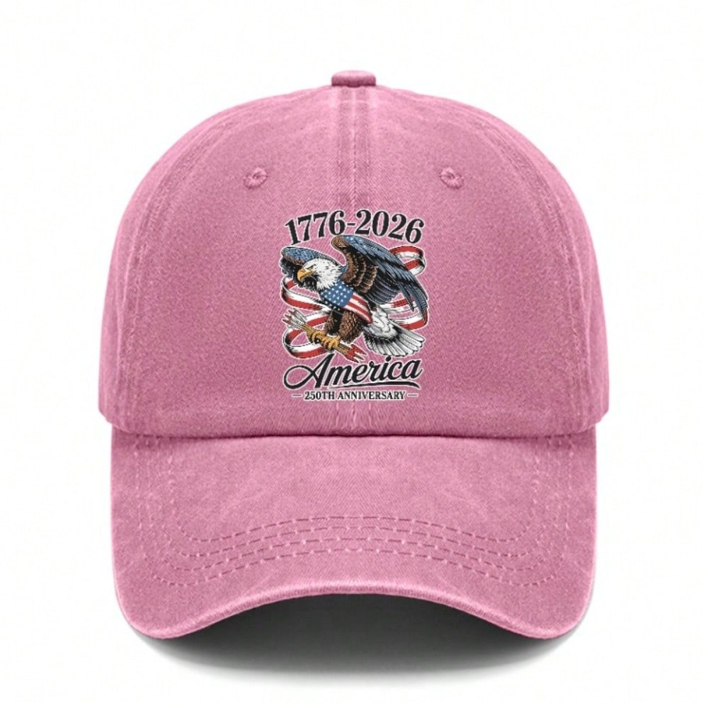 [Vintage American Flag Cap] 250 Years Of Freedom 1776-2026 Print Unisex Polyester Adjustable Breathable Sun Protection Baseball Hat For Patriotic
