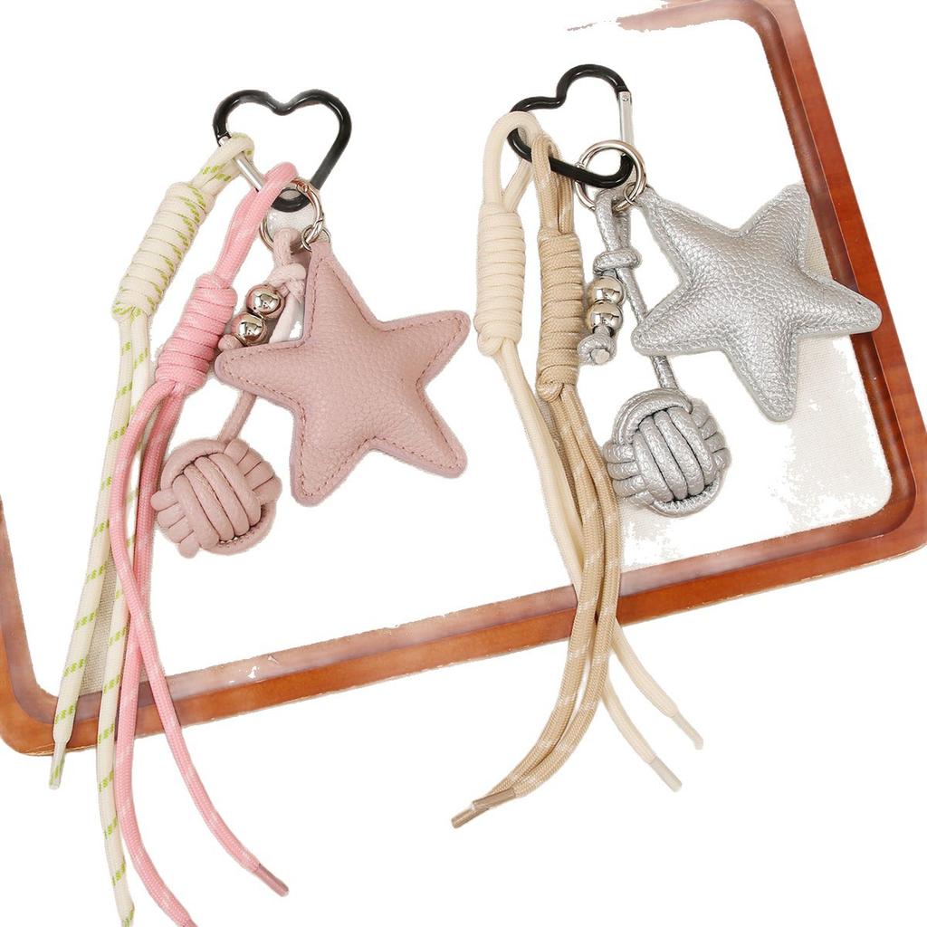 Original leather star Medra premium handmade rope knot keychain pendant pentagram bag pendant