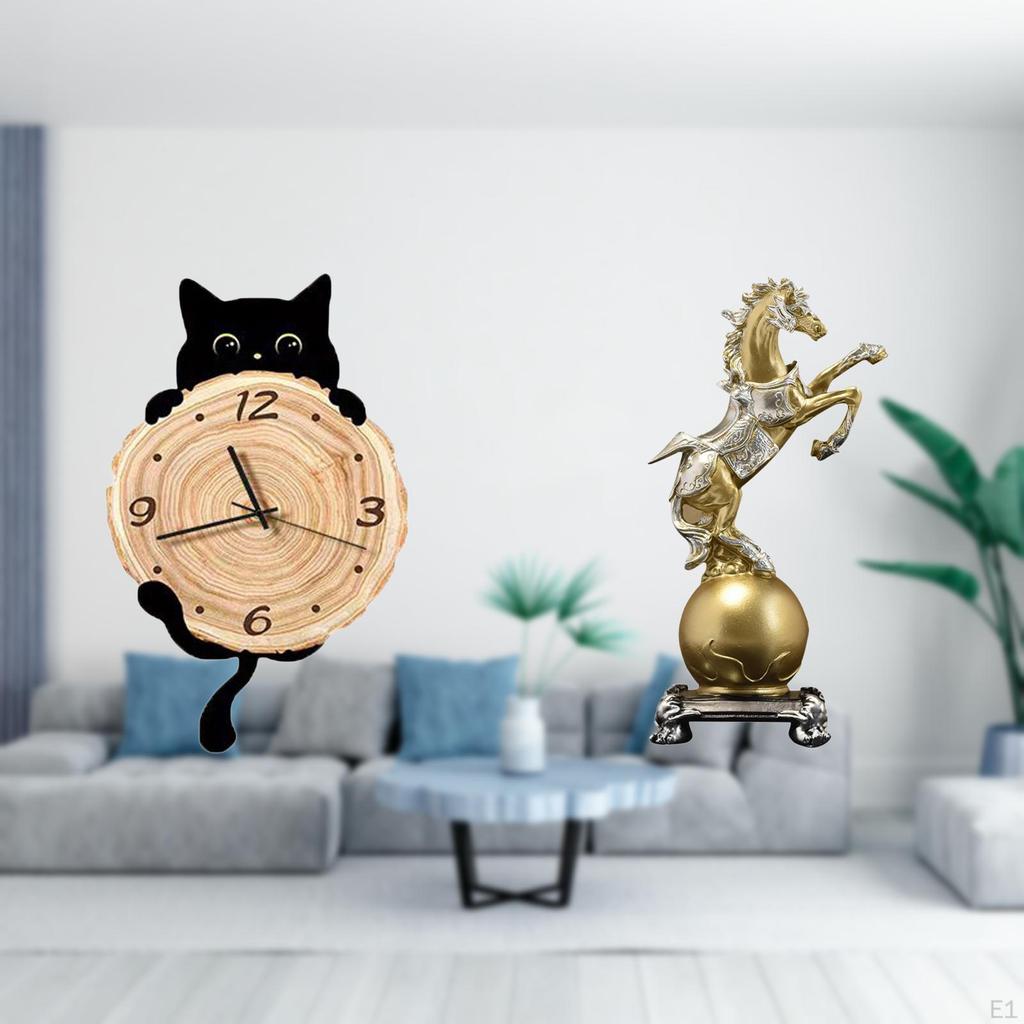 Collectible Horse Statue Art Craft Ornament Decorative Figurine Wall Clock Decor Gifts Easy to Read