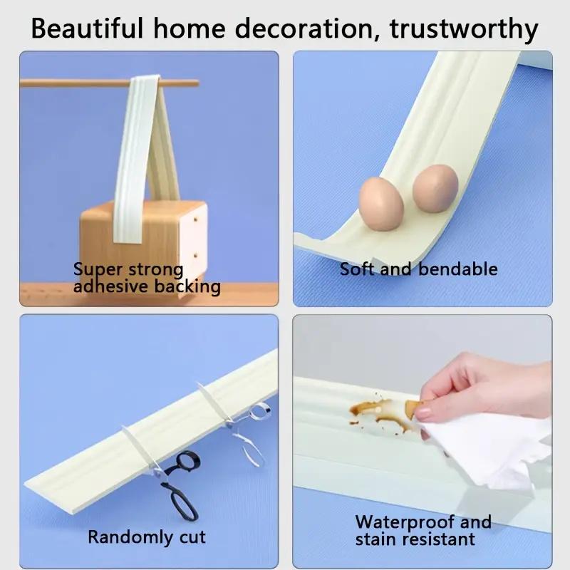 1PC 2M/78.74in 3D Self-adhesive Foam Baseboard Wall Sticker Waistline Floor Corner Line Skirting Board Stickers Household