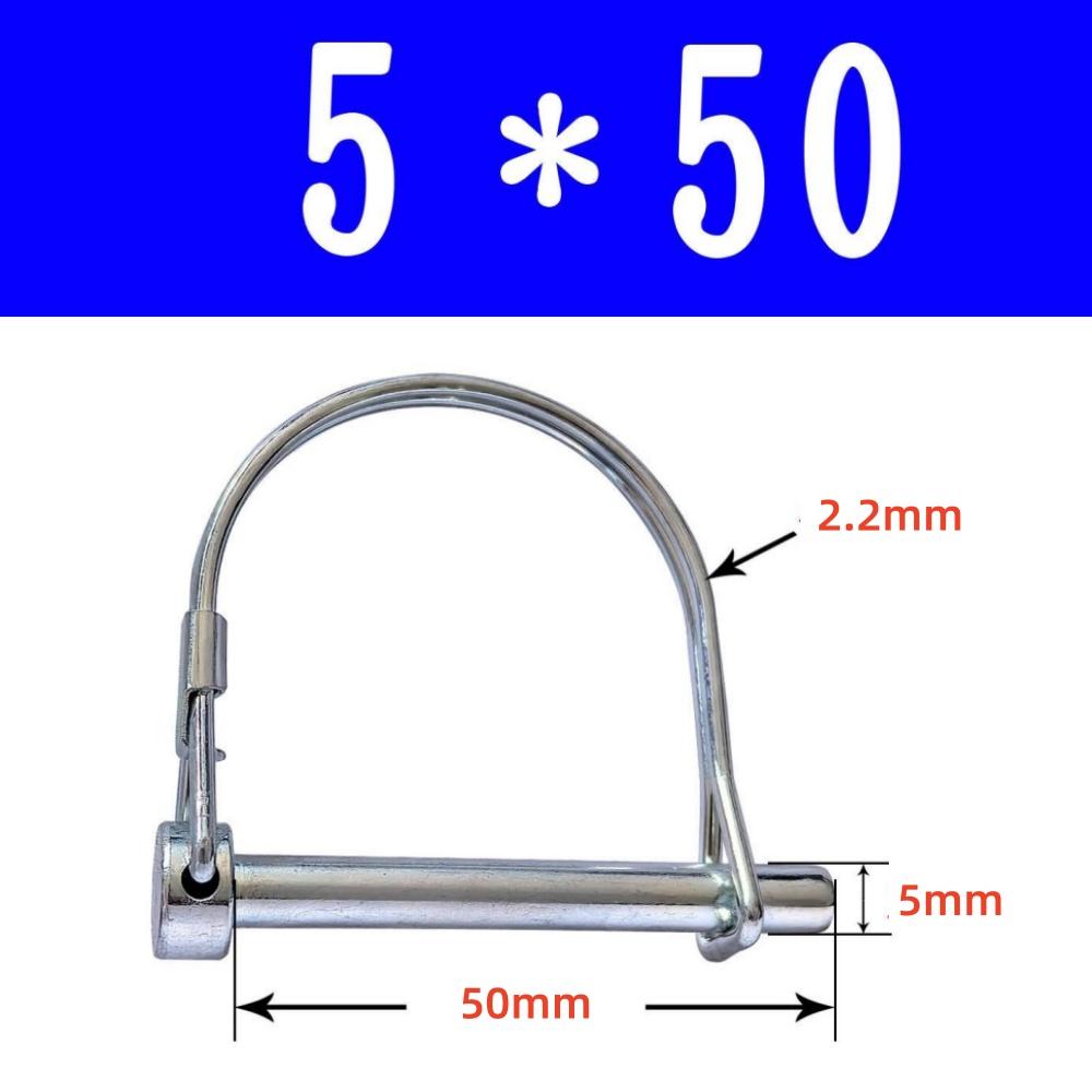 10Pcs Wire Lock Pin, Carbon Steel Shaft Locking Pin, Round Loop Wire Lock Pin For Track Farm Lawn(5 * 50)