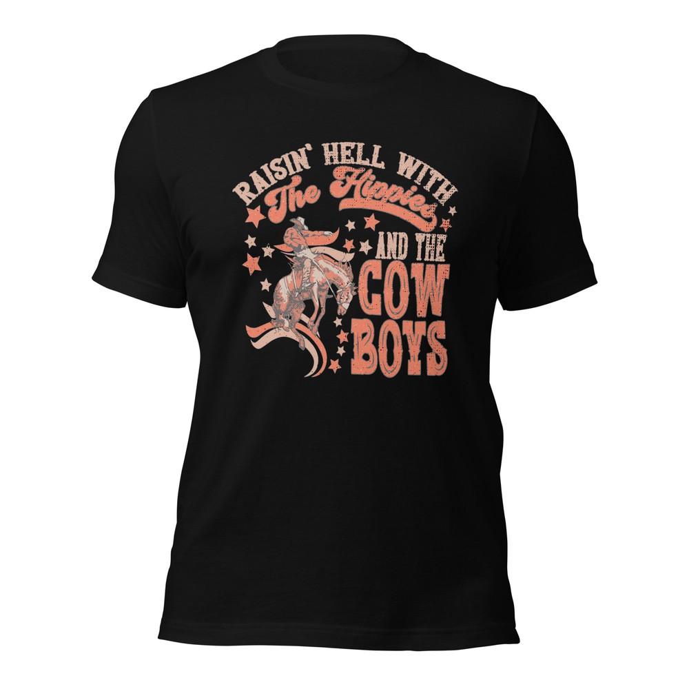 RAISIN HELL С ХИППИ И КОБОЙСКИМИ Футболка Кантри Вестерн Tee XS-5XL Унисекс Футболка XXXXL