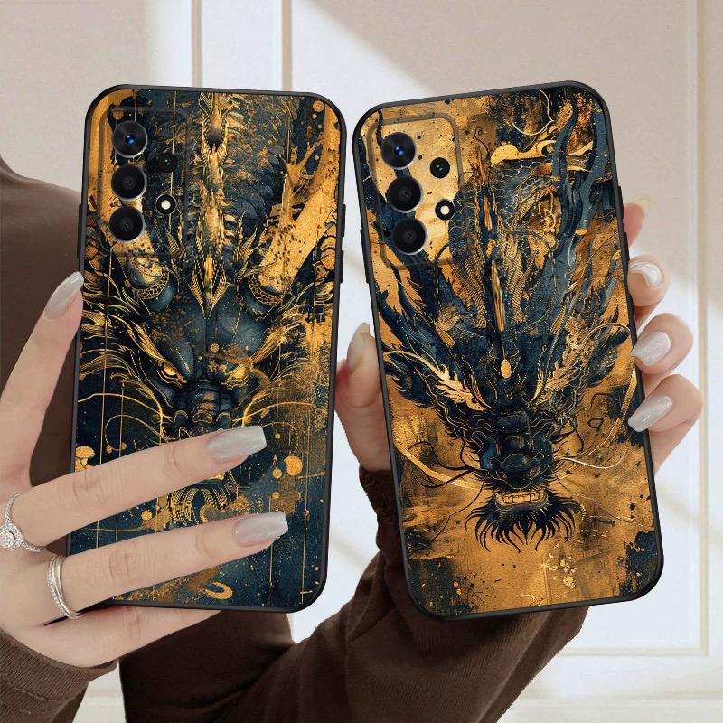Golden Dragon For Samsung A03 Core A 04 05 06 12 14 15 16 22 23 Galaxy A25 26 4G 34 35 52 53 56 71 73 90 5G soft phone case