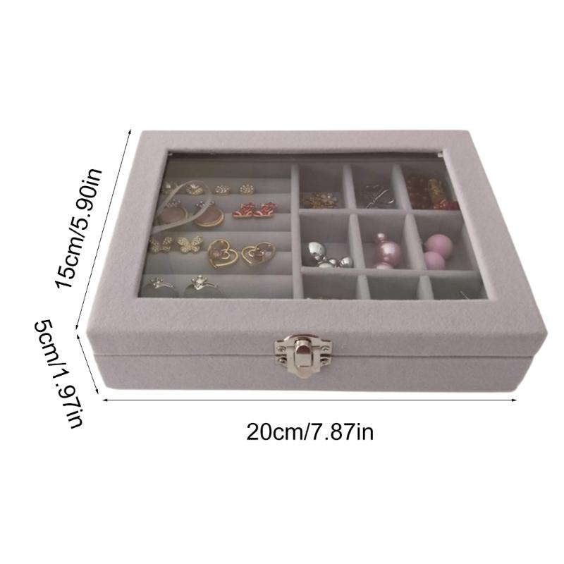 Compact Jewelry Case Display Rack Stylish Jewellery Organizer with Glass Lid Convenient Jewelry Storage Box for Travel