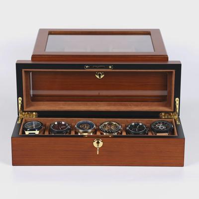 High-End Teak Grain Matte Watch Storage and Display Box