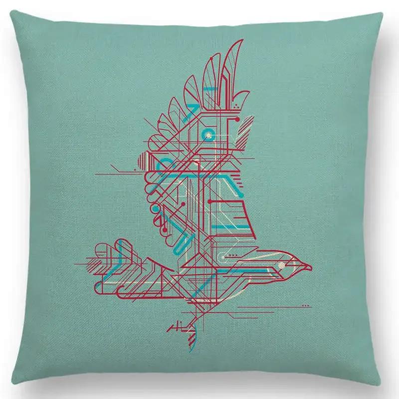 Najnowsze Wspaniałe Kolorowe Ptaki Sztuka Abstrakcyjna Paw Wrona Sowa Orzeł Koliber Poszewka na Poduszkę Sofa Poduszka Dekoracyjna